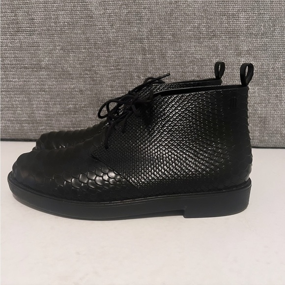 MELISSA + BAJA EAST Black Desert Python Embossed Lace Up Ankle Booties Size 9 - Picture 6 of 13